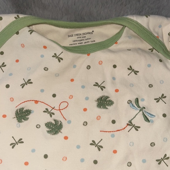 Sage Creek Organics Sleeper Gown Sack 0/3M Dragonflies & Leafs - Picture 2 of 6